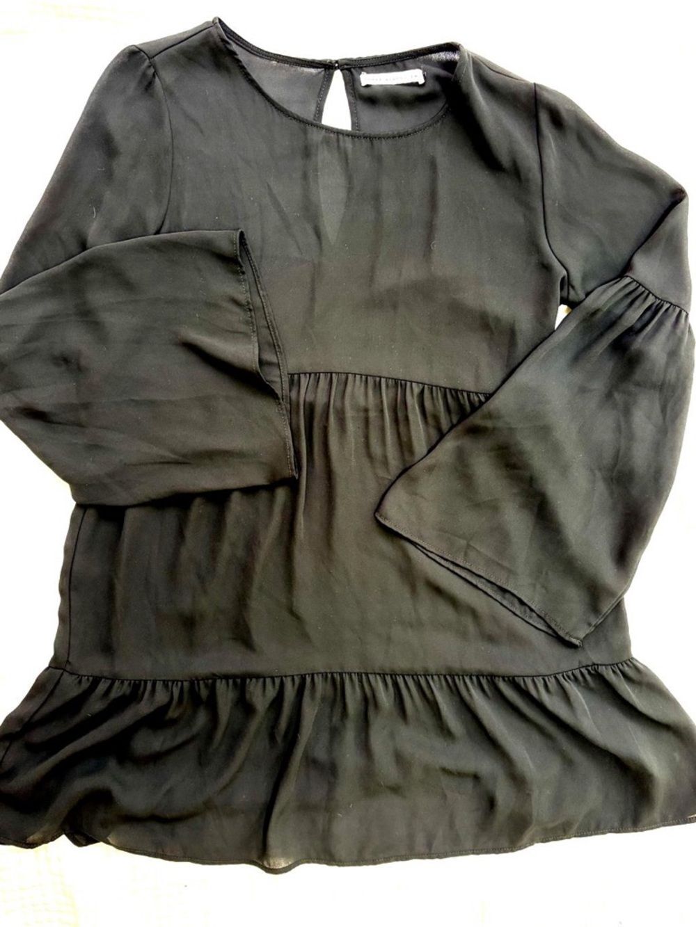 Three Eighty Two Black Babydoll Mini Dress XS Made USA Boho